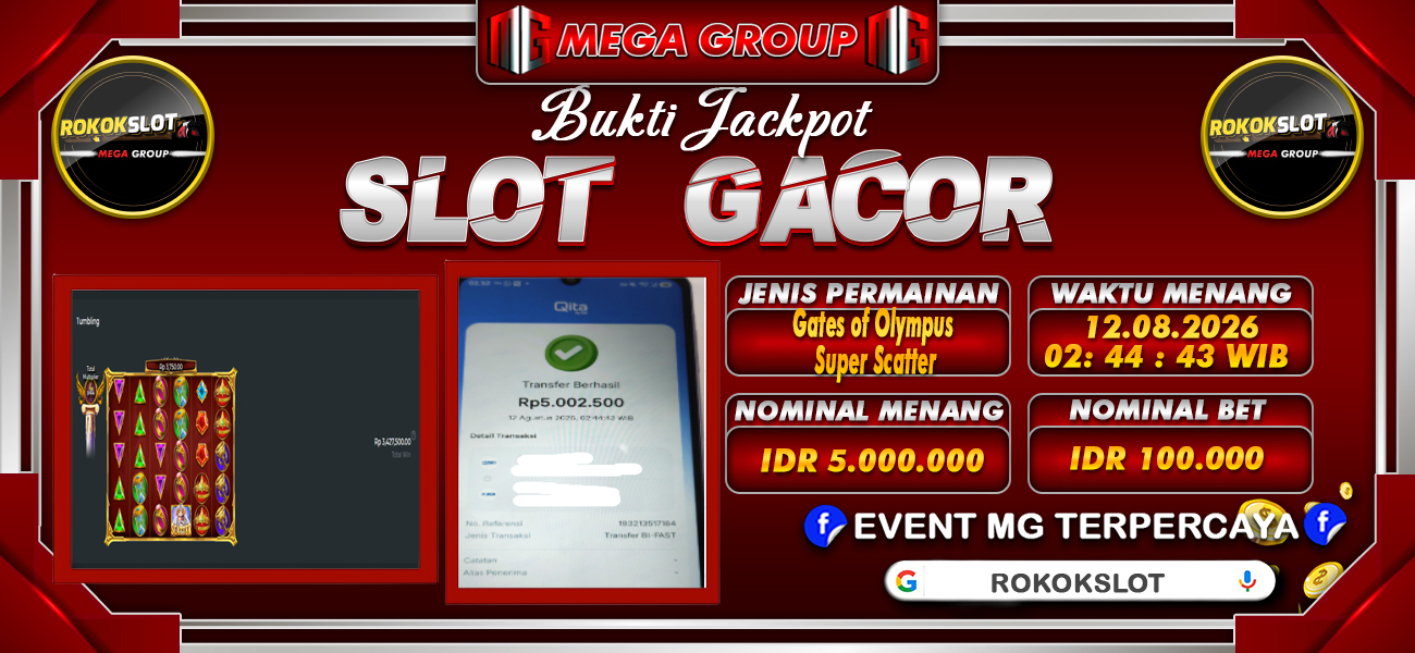 Bukti JP situs Rokokslot hari Rabu, 12 Agustus 2026