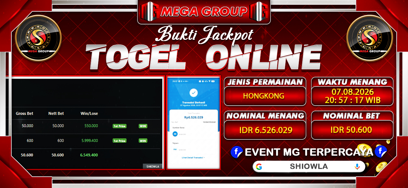 Bukti JP situs Shiowla hari Jumat, 07 Agustus 2026